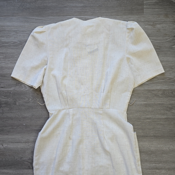 Vintage Algo Cream Midi Flax Blend Dress - Picture 9 of 12